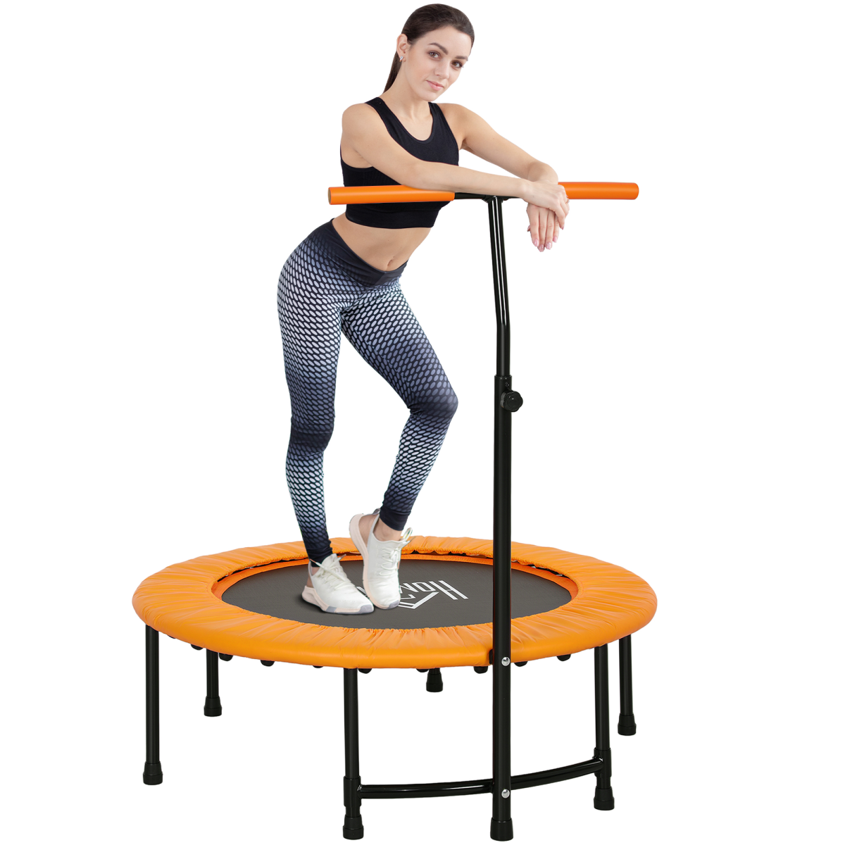 40'' Mini Trampoline Adult Rebounder Jumper with Handle Fitness Orange