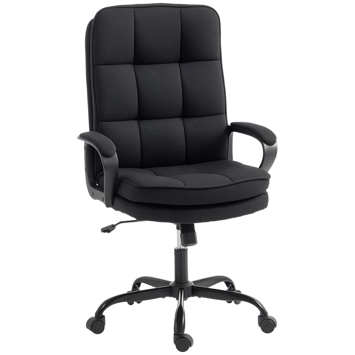 HOMCOM Double Padded Linen-Look Office Chair - Black