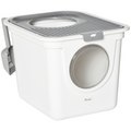 Cat Litter Tray Pet Litter Box Toilet with Front Entrance, Top Exit, Scoop - White