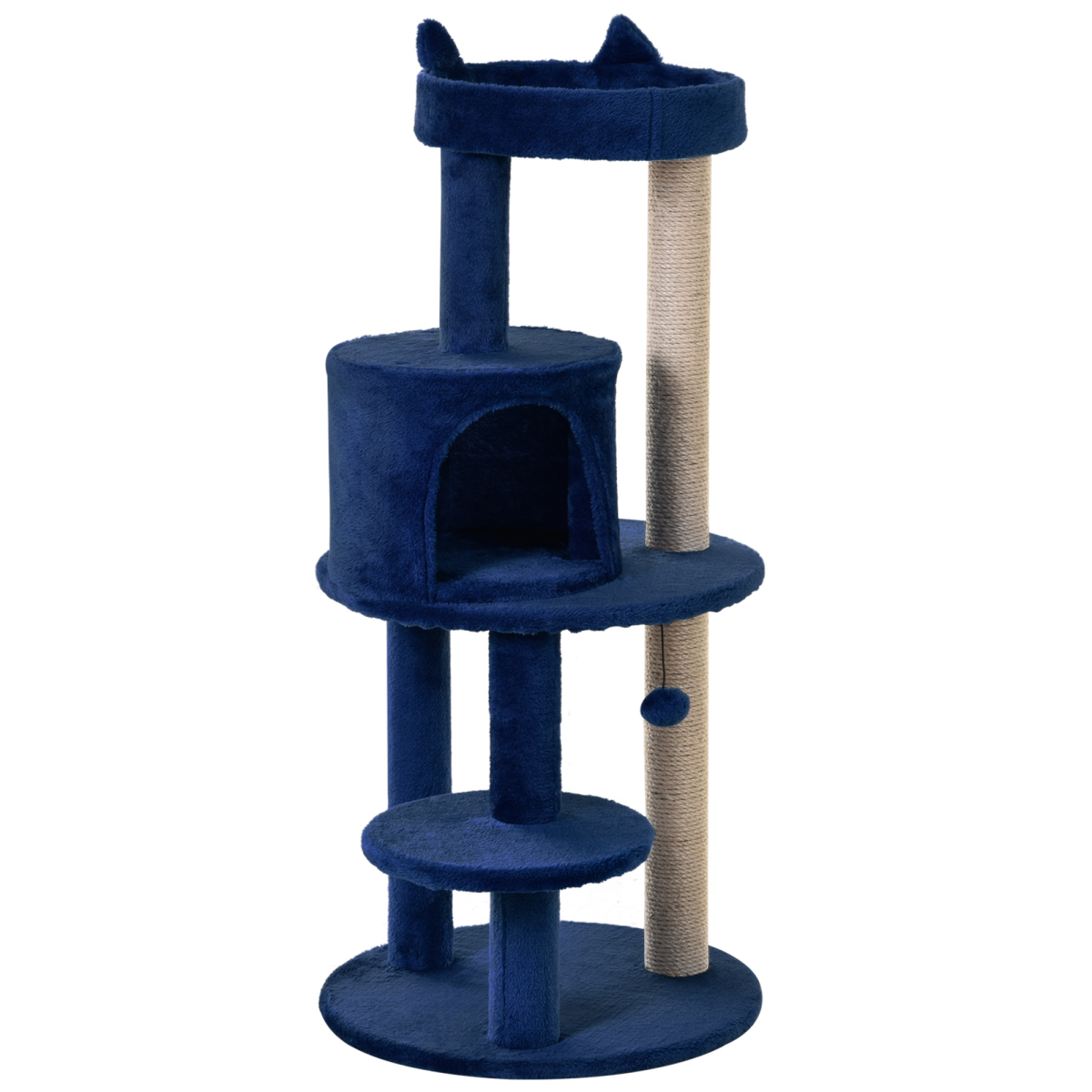 104cm Deluxe Cat Activity Tree with Scratching Posts Ear Perch House - Blue