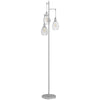 170.5cm Industrial Dimmable Standing Lamp, 3-Light Floor Lamp with Steel Wire Cage Lampshades, Silver Tone
