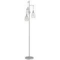 170.5cm Industrial Dimmable Standing Lamp, 3-Light Floor Lamp with Steel Wire Cage Lampshades, Silver Tone