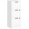 3 Drawer Filing Cabinet with Lock, Office Storage Cabinet with Adjustable Hanging Bars for A4 Letter Size Files, White