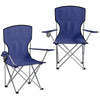 Outsunny Camping Chair Set of 2 Portable Folding Outdoor Camp Chair with Cup Holders and Carry Bag Dark Blue