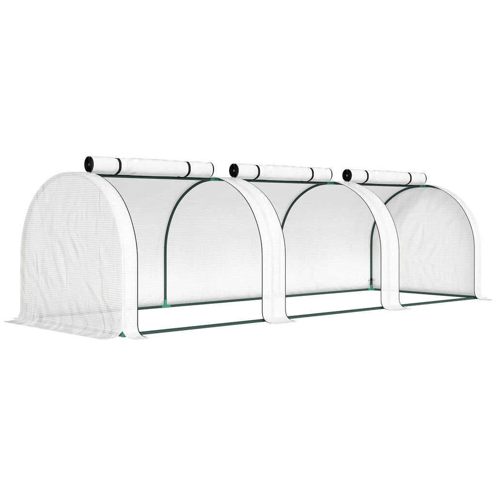 Outsunny 295 x 100 cm Low Tunnel Greenhouse - White