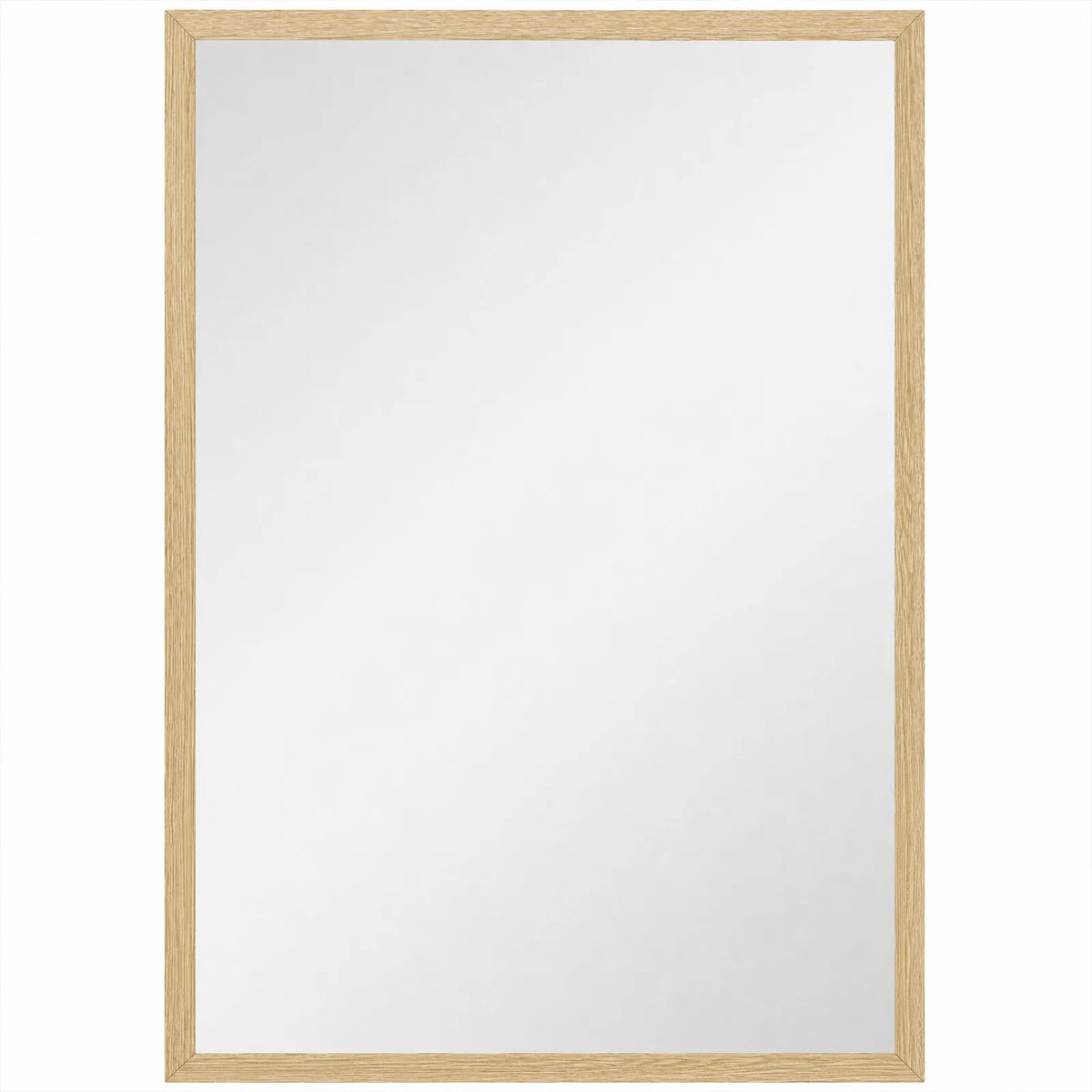 Wall Bathroom Mirror, 60 x 40 cm Wall-Mounted Mirror for Living Room, Bedroom, Hallway, Natural Wood Finish