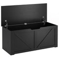 127L Home Storage Box, with Safety Hinges - Black Wood-Effect