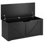127L Home Storage Box, with Safety Hinges - Black Wood-Effect