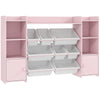 AIYAPLAY Kids Toy Organizers and Storage with 8 Removable Storage Bins and Bookshelf, Pink