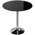Round Bar Table, Modern Dining Table with Tempered Glass Top and Steel Frame for 4, 70 x 70 x 75.5cm, Black