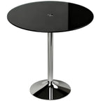 Round Bar Table, Modern Dining Table with Tempered Glass Top and Steel Frame for 4, 70 x 70 x 75.5cm, Black