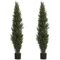 Set of 2 Decorative Artificial Plants Cypress in Weighted Pot, Fake Plant with 2035 Leaves, 150 cm
