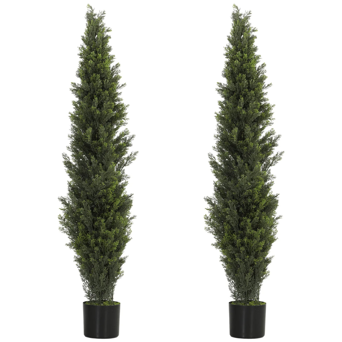 Set of 2 Decorative Artificial Plants Cypress in Weighted Pot, Fake Plant with 2035 Leaves, 150 cm