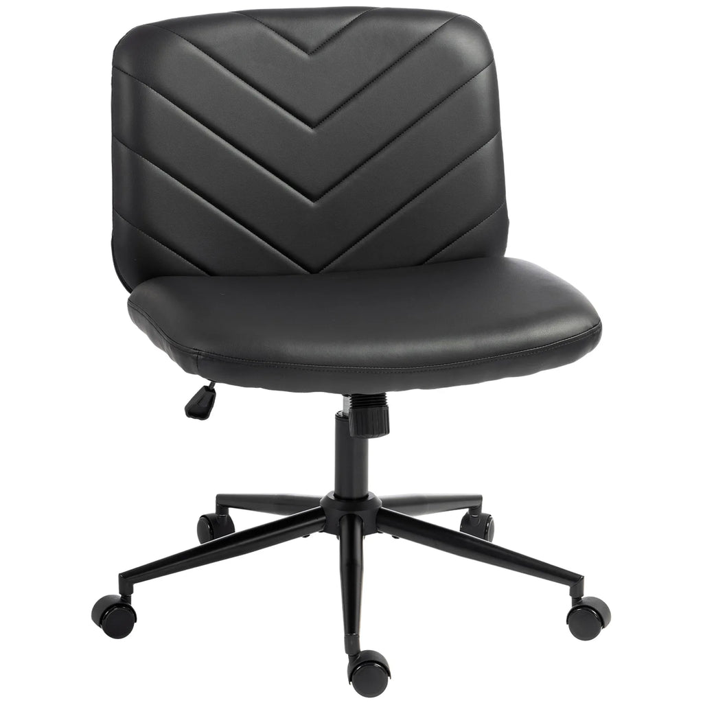 HOMCOM Home Office Desk Chair Height Adjustable Swivel Chair Cross Legged Wide Seat Swivel Wheels Black