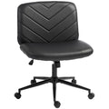 HOMCOM Home Office Desk Chair Height Adjustable Swivel Chair Cross Legged Wide Seat Swivel Wheels Black