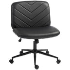 HOMCOM Home Office Desk Chair Height Adjustable Swivel Chair Cross Legged Wide Seat Swivel Wheels Black