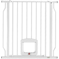 PawHut Adjustable Pet Gate with Cat Door, Pressure Fit Barrier for Doorway and Hallway, 75-85 cm, White