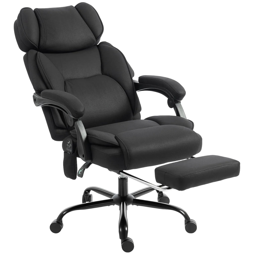 High Back Vibration Massage Office Chair Heated Reclining Computer Chair w/ Adjustable Height, Swivel Wheels, Black