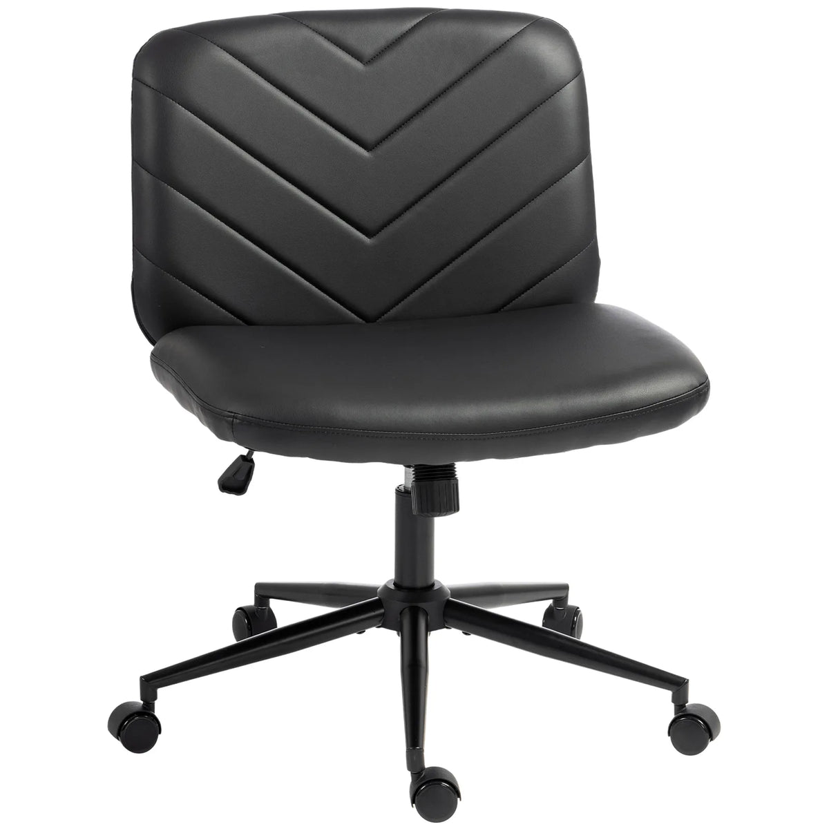 HOMCOM Home Office Desk Chair Height Adjustable Swivel Chair Cross Legged Wide Seat Swivel Wheels Black