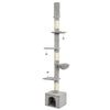 PawHut Floor to Ceiling Cat Tree, 230-250cm Multi-Level Cat Tower with Adjustable Height, Scratching Posts, Condo, Platforms