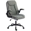 Linen-Look Computer Desk Chair, Executive Office Chair with Flip-Up Armrests and Thick Cushion, Grey