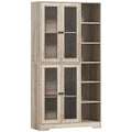Multi-Storage Kitchen Cabinet, with Glass Doors - Grey Wood-Effect