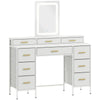 Multi-Storage Elegant Dressing Table, with LED Mirror - White