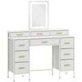 Multi-Storage Elegant Dressing Table, with LED Mirror - White