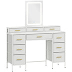 Multi-Storage Elegant Dressing Table, with LED Mirror - White