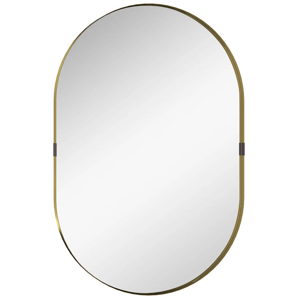 Wall Mirror, Bathroom Mirror with Elevated Aluminium Alloy Frame, 60 x 90 cm, Gold Tone