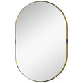Wall Mirror, Bathroom Mirror with Elevated Aluminium Alloy Frame, 60 x 90 cm, Gold Tone