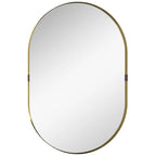 Wall Mirror, Bathroom Mirror with Elevated Aluminium Alloy Frame, 60 x 90 cm, Gold Tone
