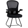 Reception Chair, Conference Meeting Office Chair with Flip-up Armrest, Mesh Backrest, Lumbar Support and Metal Base