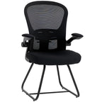 Reception Chair, Conference Meeting Office Chair with Flip-up Armrest, Mesh Backrest, Lumbar Support and Metal Base