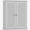 Bathroom Cabinet, Bathroom Wall Cabinet with Louvered Doors and Adjustable Shelf Storage for Kitchen, White