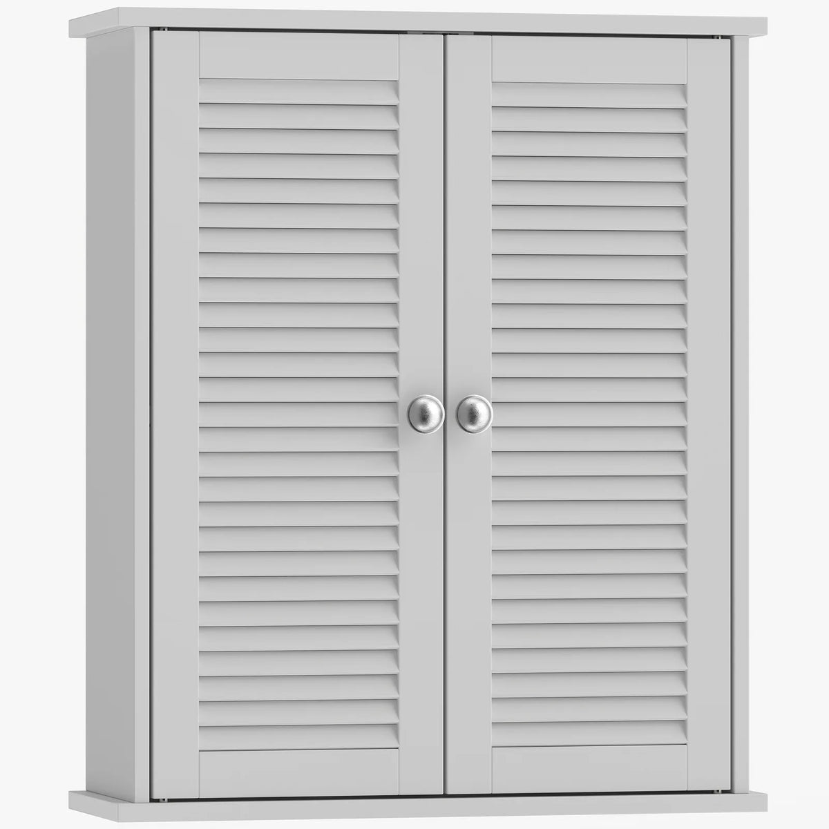 Bathroom Cabinet, Bathroom Wall Cabinet with Louvered Doors and Adjustable Shelf Storage for Kitchen, White