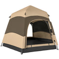 Outsunny 3 Man Instant Pop Up Tent with Rainfly, Portable Camping Shelter with Sewn-in Groundsheet, Carry Bag, Brown