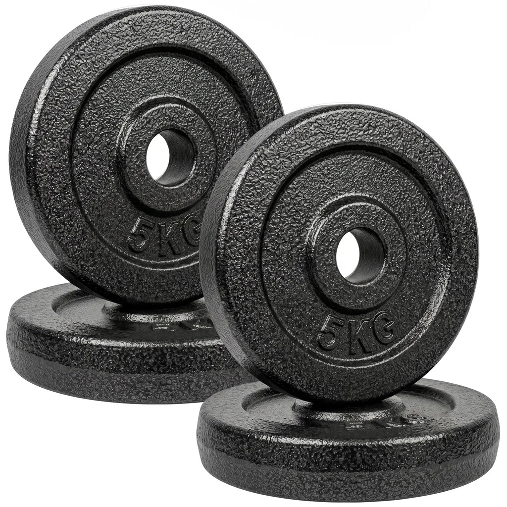 SPORTNOW Weight Plates Set, 1"/2.5cm Weight Disc Pair, 4 x 5kg Metal Dumbbell/Barbell Plates for Home Gym