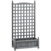 Outsunny Garden Planters with Trellis for Climbing Vines, Wood Raised Beds for Garden, Flower Pot, Indoor Outdoor, Grey