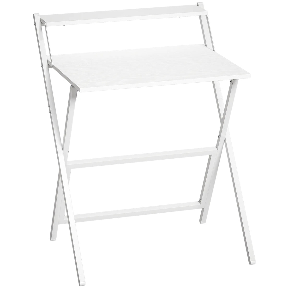 70 cm Folding Computer Desk with Monitor Shelf - White