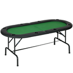Foldable Poker Table Casino Top 8 Players Game Trays Drink Holder
