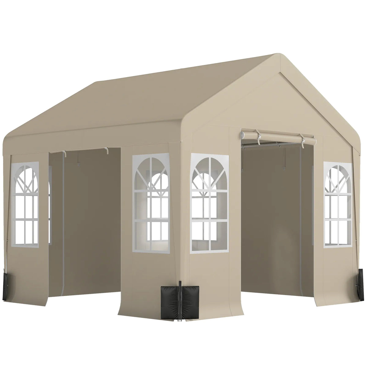 Outsunny 3 x 3 m Party Tent, Outdoor Canopy Tent Shelter with Removable Sidewalls, 4 Zipped Doors, for Parties, Wedding, Beige