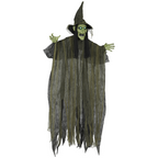 Voice-Activated Hanging Halloween Witch — Green