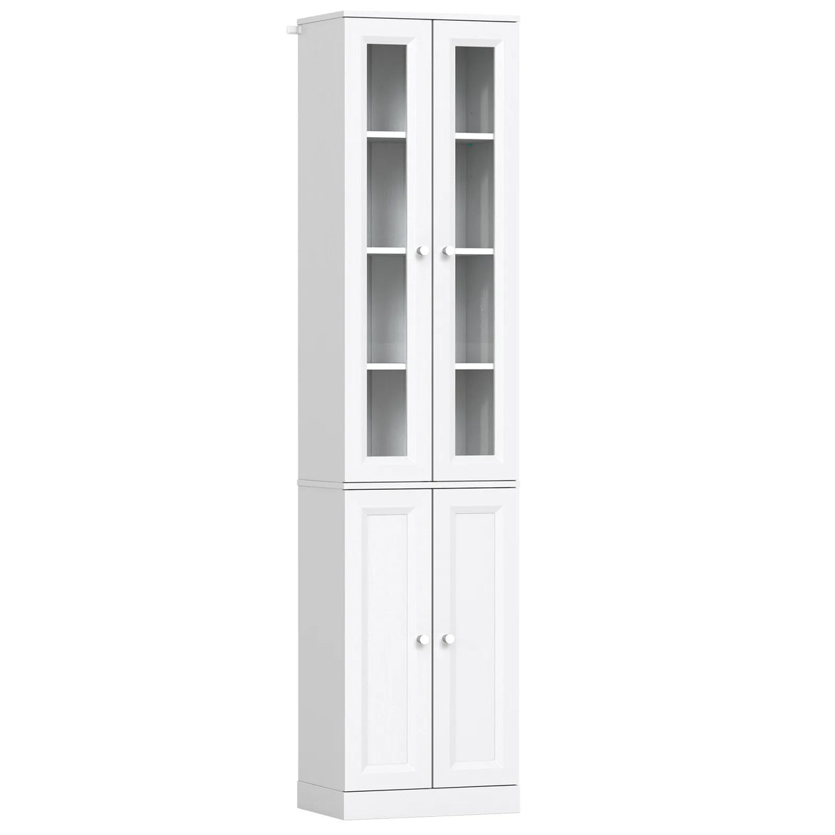 Tall Bathroom Storage Cabinet, 6-Tier Slim Bathroom Cabinet with Adjustable Shelf, 4 Soft-Close Doors, White