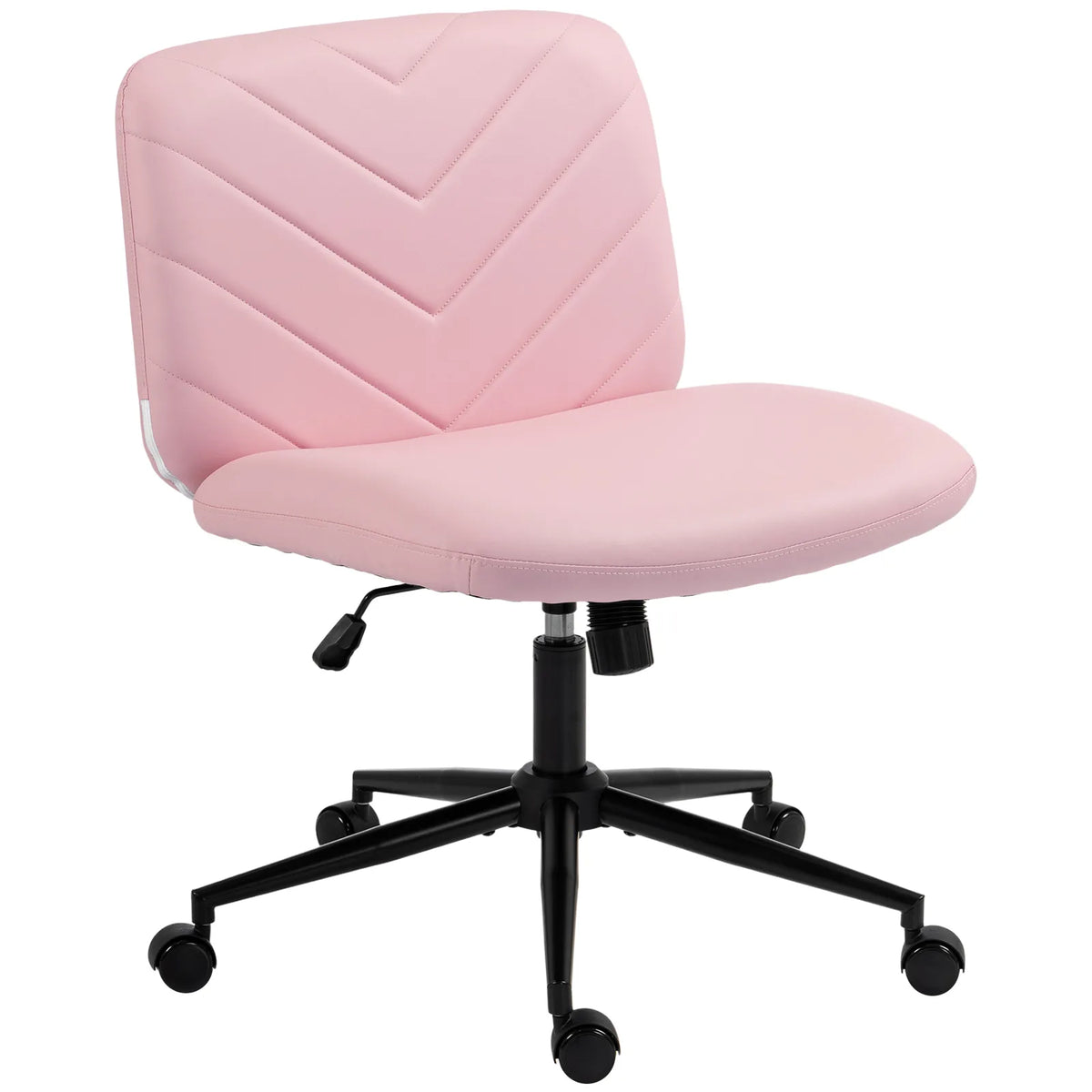 Home Office Desk Chair Height Adjustable Swivel Chair Cross Legged Wide Seat Swivel Wheels Pink