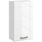 kleankin Bathroom Wall Cabinet, High Gloss Bathroom Storage Cabinet with Soft-Close Door, 3 Shelves, Adjustable Shelf, White