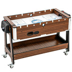 SPORTNOW 3 in 1 Multi Game Table, 3.4ft Reversible Air Hockey Pool Football Games Table with Lockable Wheels, Storage Shelf