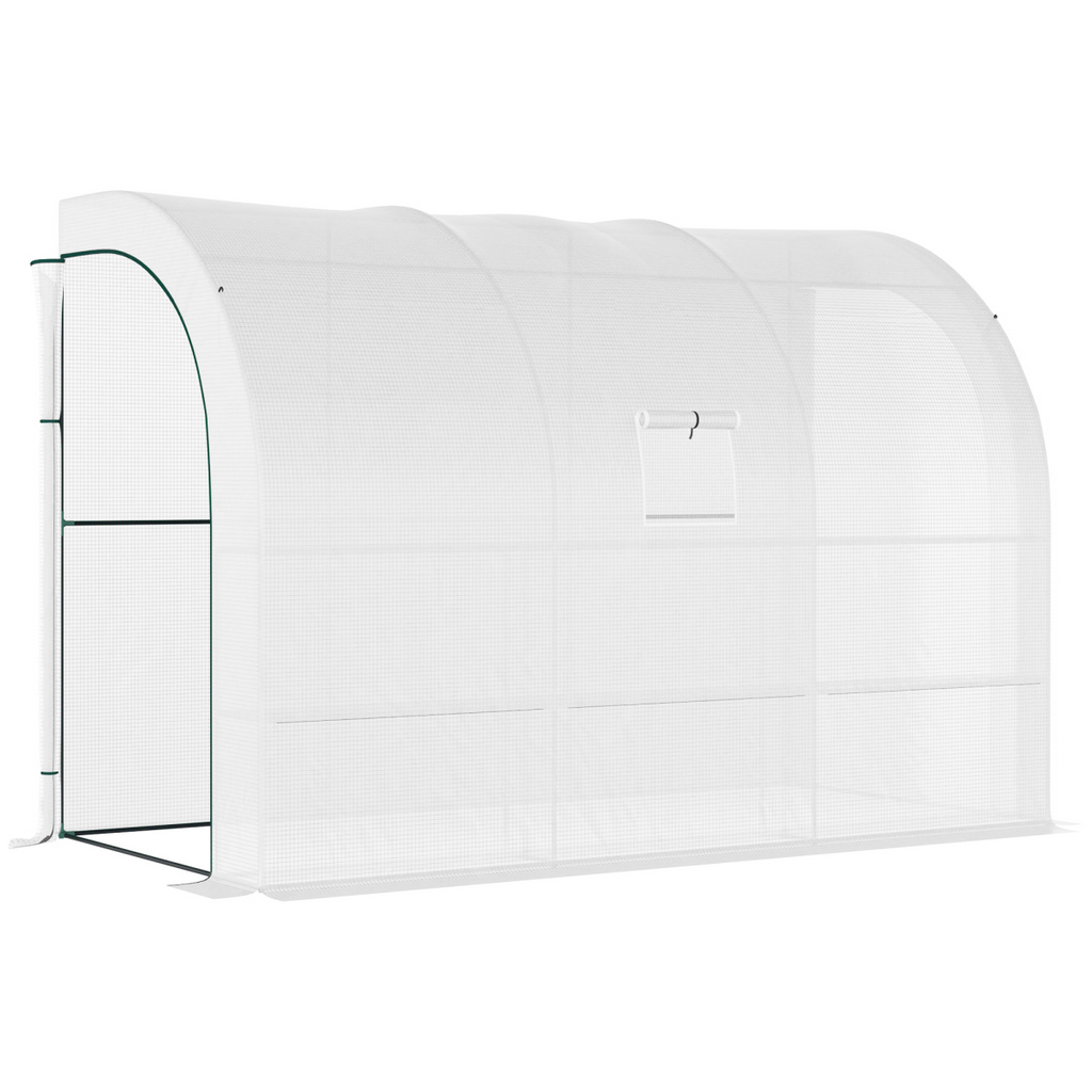 300 x 150 x 213 Plant Greenhouse Garden Nursery w/ Cover Window, White