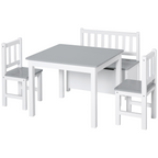 4-Piece Set Kids Wood Table Chair Bench Storage Function for 3 Years+ HOMCOM