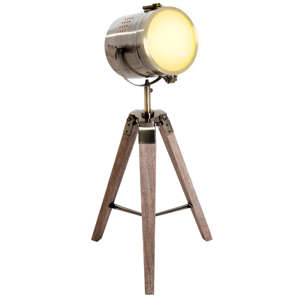 Floor Lamp, 33L-Wood/Bronze Colour